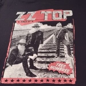 Men's Black Large ZZ Top Tres Hombres Band Music Concert Rock Shirt